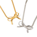 J&D Bow Charm Snake Chian Bracelet 18K PVD Gold Silver Plated Stainless Steel Clean Fit Daily Jewelry for Women