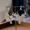 Fashionable Liquid Flowers Crystal Ear Clip Jewelry Women Bridal Earrings for Wedding