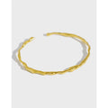 Genuine 925 Sterling Silver Irregular Hammer Texture Open Bangles for Women Fine Jewelry