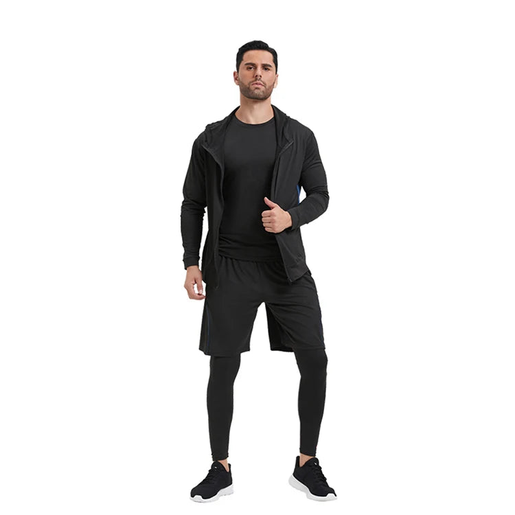 Breathable Quick Dry Fitness Sportswear Gym Running Quick Dry Tight Set for Morning Training Foot Basketball Training Clothing