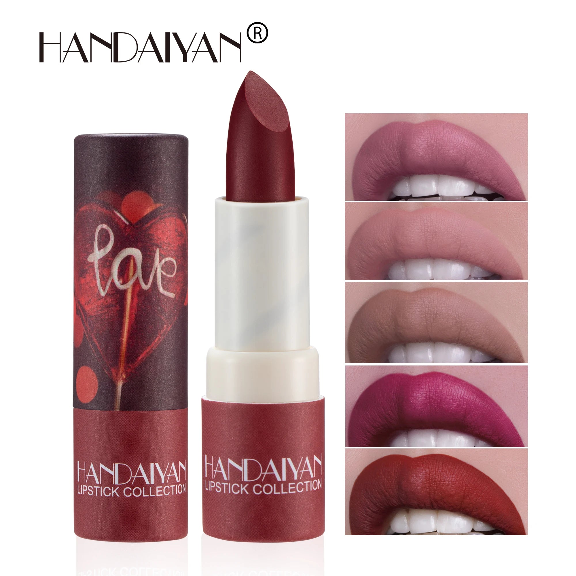 Wholesale HANDAIYAN Paper Tube Matte Velvet Lipstick High Pigment Moisturizing Vegan Makeup Cosmetics for Party Date Daily Wear