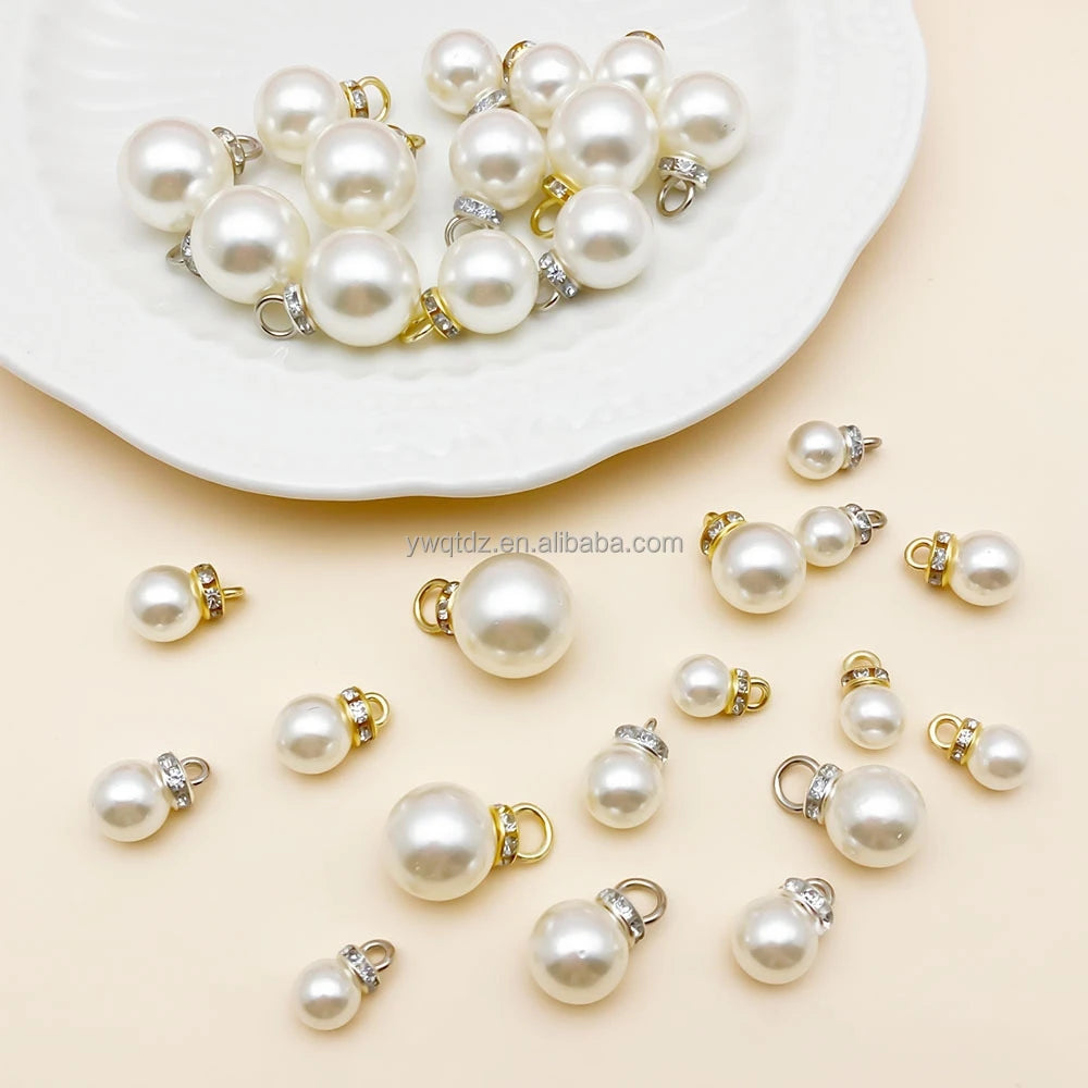 Metal Rhinestone Pearl Buttons with Sew-On & Transfer Backing for Garment Processing Accessories Rhinestones