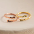 Dainty Minimalist PVD Gold Plated 925 Sterling Silver Personalized Round Edge Custom Name Ring Wholesale