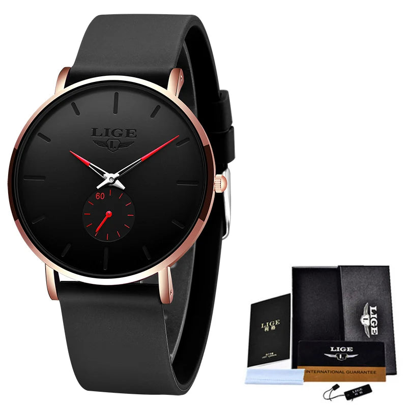 LIGE LG10006 40mm Fashion Simple Watch for Men Women Analog Quartz Wrist Watches Silicone Waterproof Watches Sports Watches