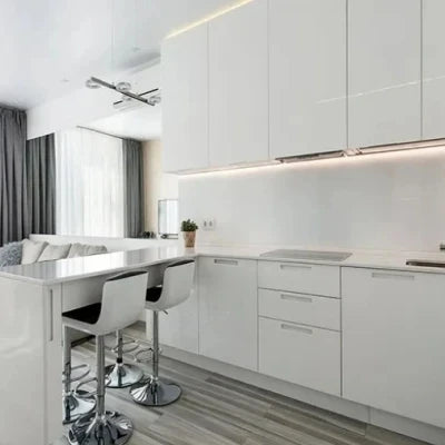 Modern Kitchen Cabinets with Marble & Laminate Countertops Faucet Drawer Basket & Sink Accessories Particleboard Carcase