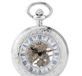 Hollow Wind Mechanical Watches Transparent Flap Manual Roman Mechanical Pocket Watches