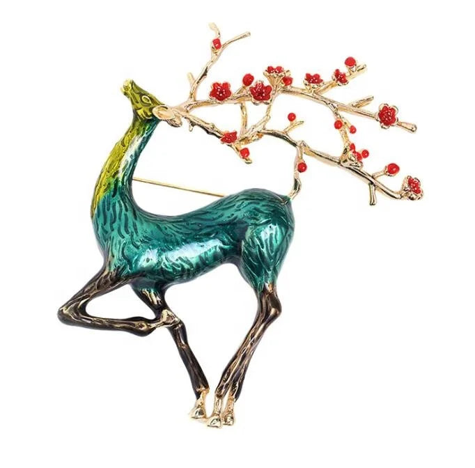Reindeer Shape Brooches Alloy Animal Deer Brooch Pin Enamel Holiday Christmas Jewelry Lapel Pin