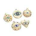 Zircon Eye Pave Round Heart-shaped Devil's Eye Pendants for Jewelry Making DIY Handmade Accessories
