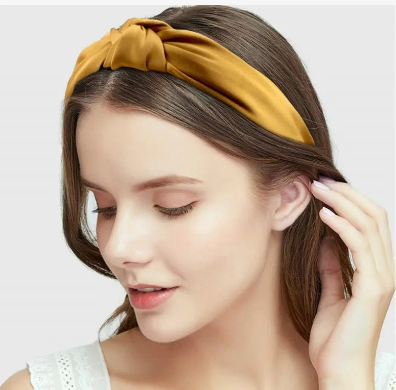 Women Top Knotted Headband Silk Cross Twist Hairband Wide Stain Headband Girls Elastic Hair Band Headwear Accessories
