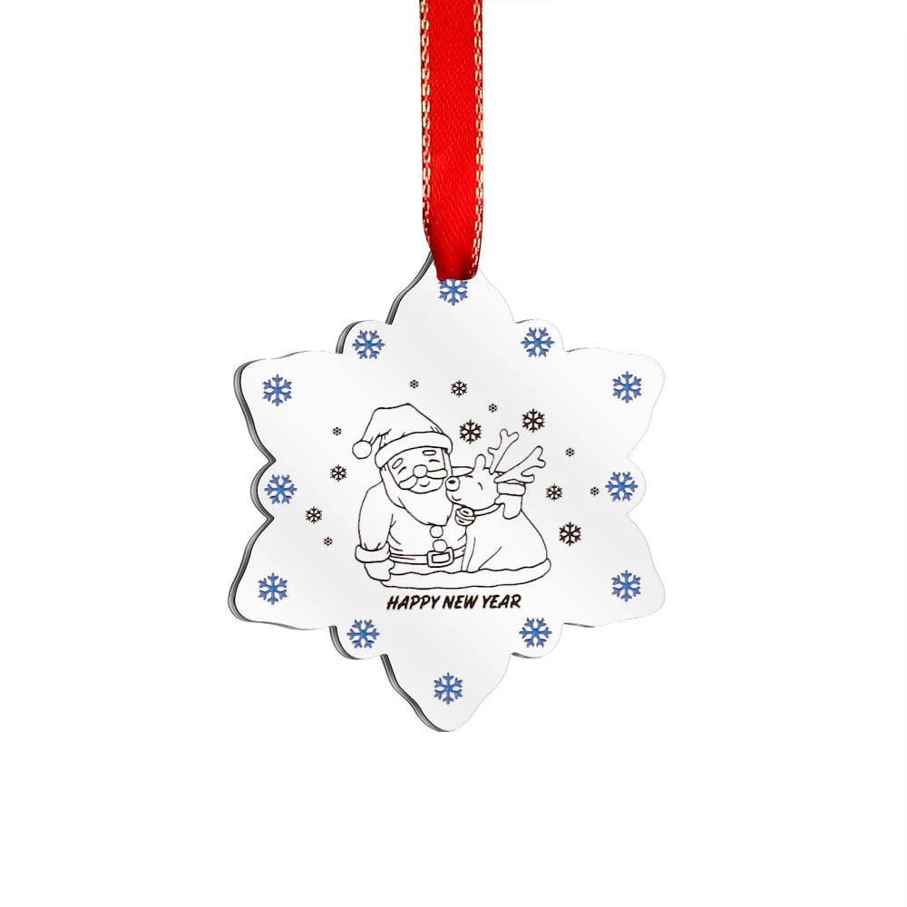 Stainless Sateel Christmas Tree Decorative Hanging Xmas Ornaments Snowflake Pendant and Charms