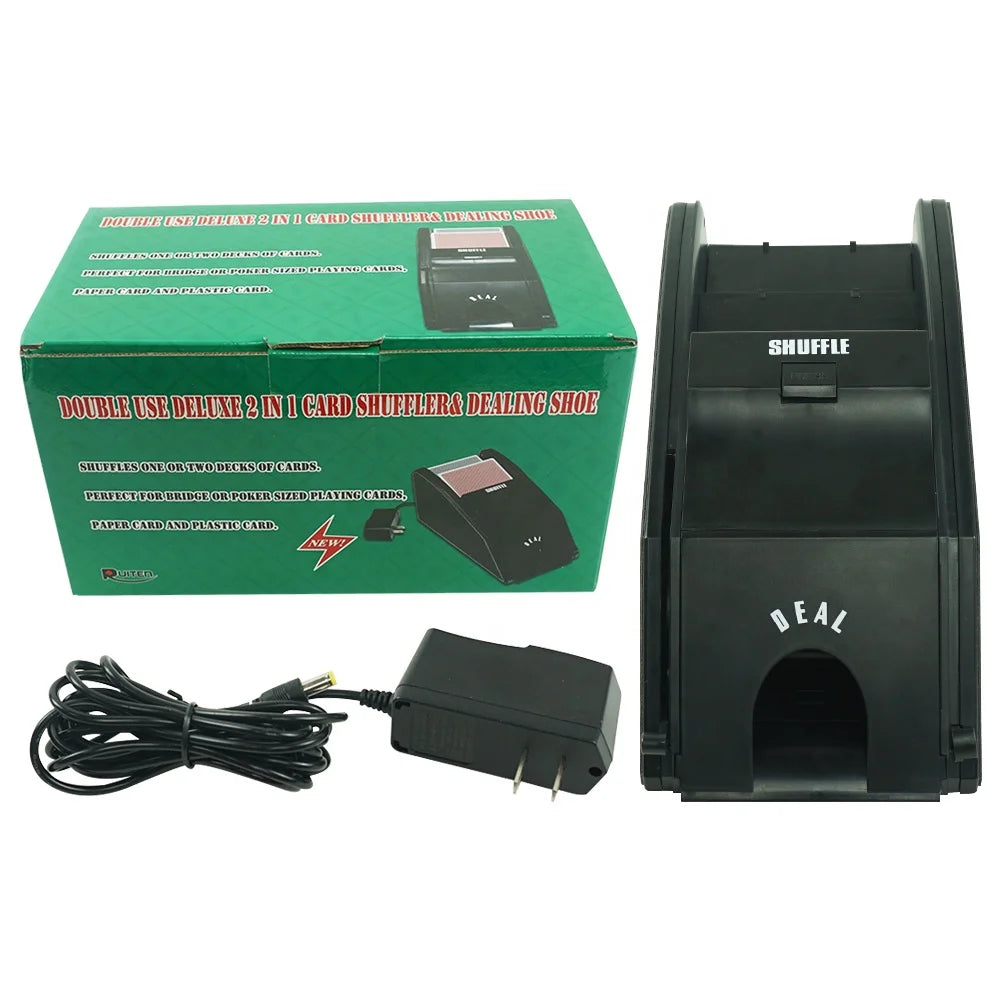 Good Casino Quality of Automatic Electric Poker Card Shuffler of Leather Outside Ready to Ship for Casino Accessaries