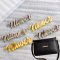 Garment Accessories Brand Logo Gold Embossed Metal Label Plating Custom Logo for Garment Clothes Bag