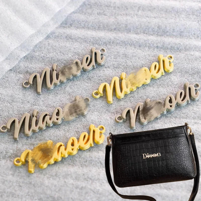 Garment Accessories Brand Logo Gold Embossed Metal Label Plating Custom Logo for Garment Clothes Bag