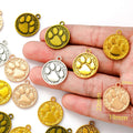 5 Color Circular Dog Footprints Charm DIY Bracelet Necklace Pendant Jewelry Handmade Accessories D9336 22*19mm
