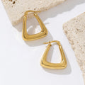 Simple Geometric Design Stainless Steel 18k Gold Gloss Hollow Hoop Earrings