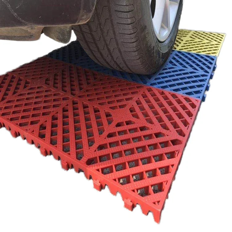 Modern Style Rigid Modular Anti-Slip Car Wash Decking Interlocking Garage Floor Tiles Plastic PP PVC for Car Parking Car Washes