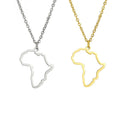 Trendy Outline Africa Map Necklace Wholesale Minimalist 18K Gold Plated Hollow Africa Map Necklaces for Women