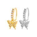 HENGSEN Copper 18K Gold Plated Zircon Butterfly Dangle Hoop Nose Ring for Women Trendy Model 793-10
