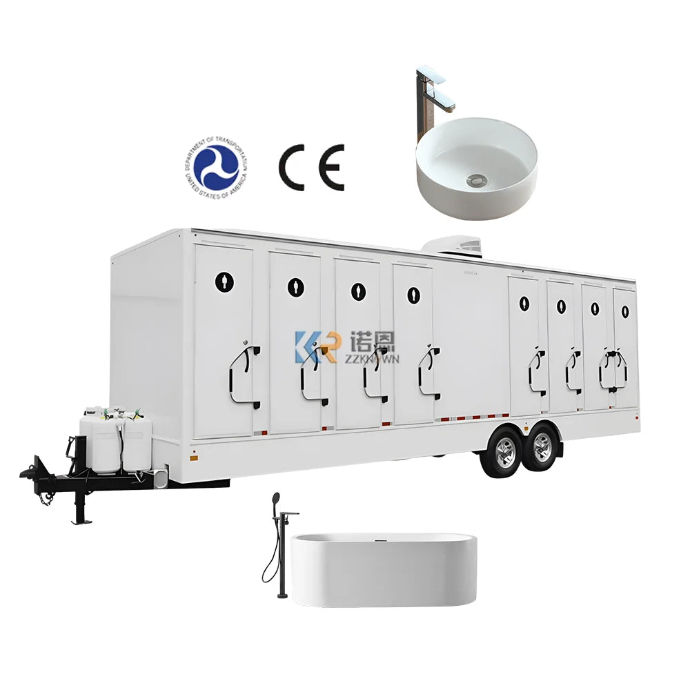 2025 US Standard Mobile Bathroom Portable Toilet Trailers for Camping DOT VIN Restroom Shower Room Truck for Outdoor Park Use