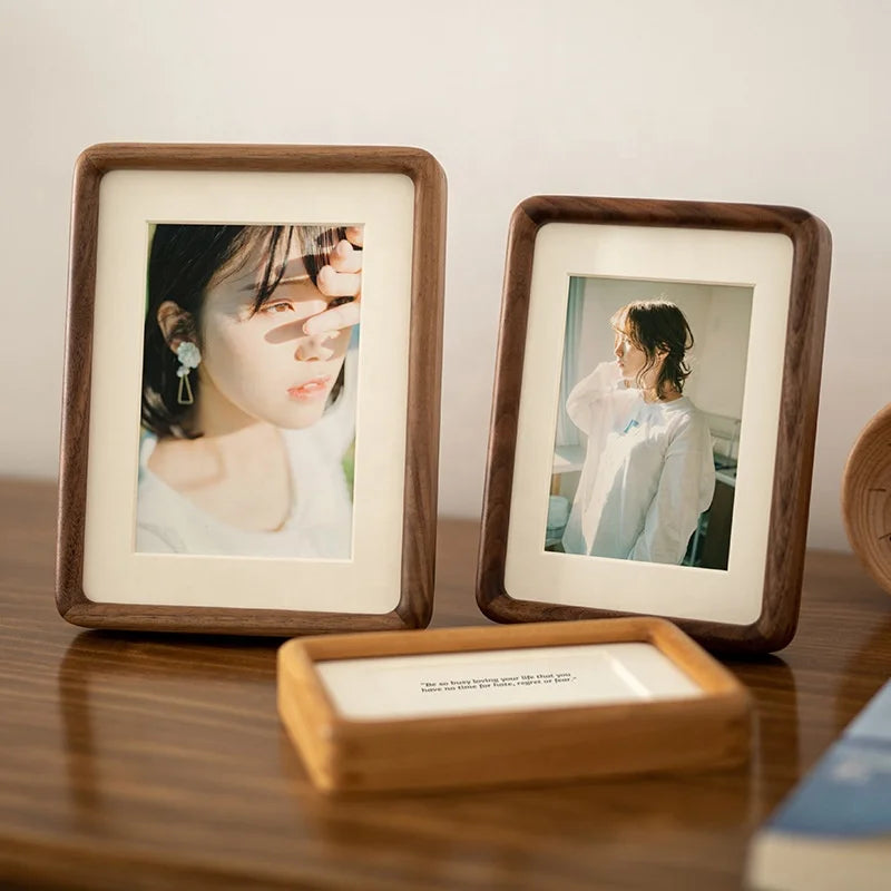 Black Walnut Solid Wood Round Corner Arc Picture Frame Display Tabletop Home Decor Wholesale Photo Frame