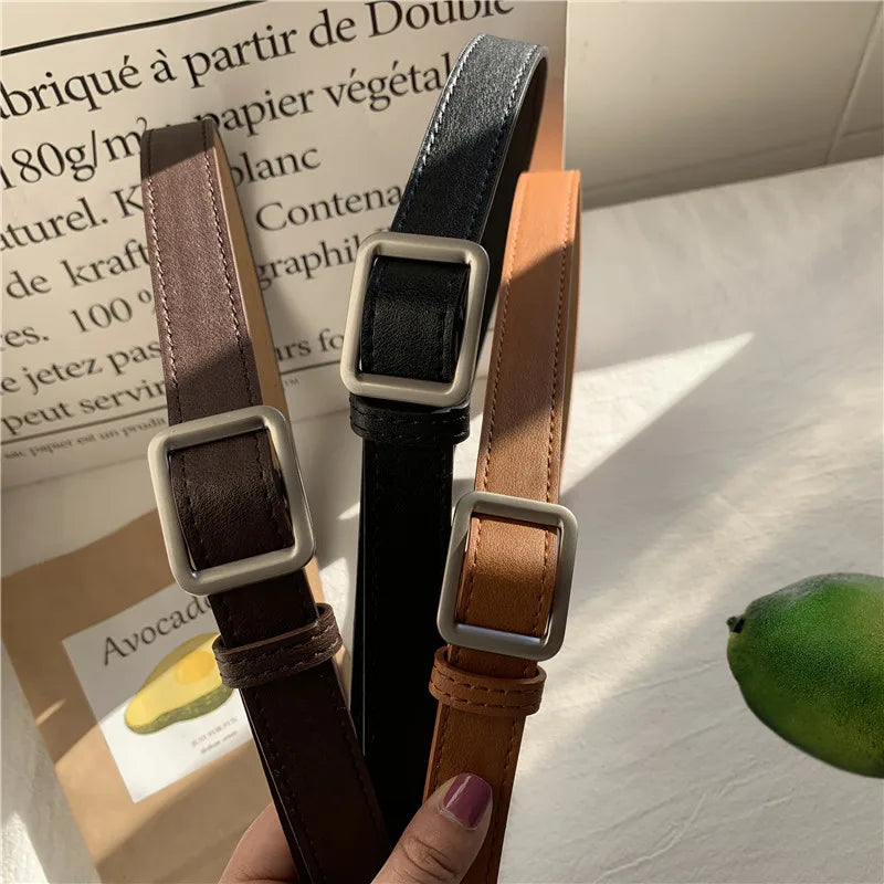 Wholesale Spot Vintage Belt for Men and Women Adjustable Perforated PU Leather Belt With Jeans  Black Belt