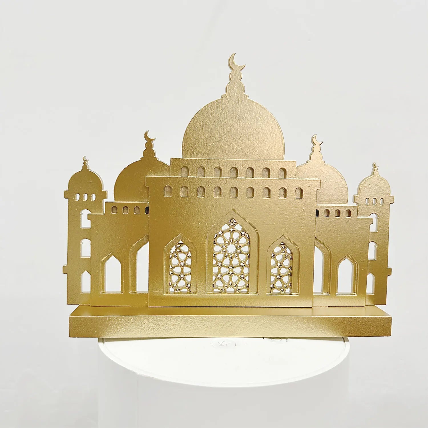 Islamic Table Ornament Ramadan Gifts Gold Painted Mosque Wood Sign Eid Mubarak Wooden Decoration