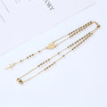 Factory Sale Stainless Steel Religious Jesus Necklace 3MM Chain Gold Plated Virgin Mary Rosary Bead Cross Necklace for Believers
