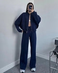 Wholesale Custom Casual Ladies Women Zip up 2 Piece Set Tracksuit Sweatsuits Set