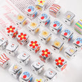 14mm Acrylic Cute Cartoon Silver Plated Print Flower Sun Mushroom Square Beads