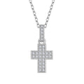Simple Elegant Fine Jewelry 925 Sterling Silver Micro Pave Zirconia Cross Pendant Necklace for Women