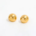 Fenny 18K Gold-plated Tarnish Free Simple Retro Smooth Hollow Half Ball Stud Earring Wholesale Stainless Steel Ladies Jewelry