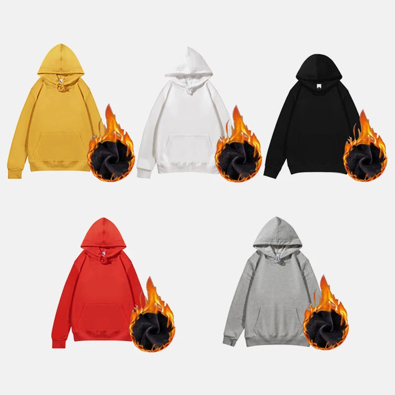CARE Custom Vintage Men's Hoodie Sweatshirt Puff-Style Drop Shoulder Heavyweight Thickening Plain Polyester Cotton Autumn Solid