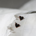 Moge Jewelry Brincos Femininos Women Black Heart Enamel Earing Ear Studs Rose Gold Plated Small Earring for Girls