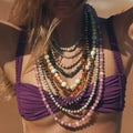 2025 New Arrival Fashion Jewelry Multi Layer Crystal Rhinestone Colored Rice Bead Handmade Beaded Boho Necklace Alloy Link Chain