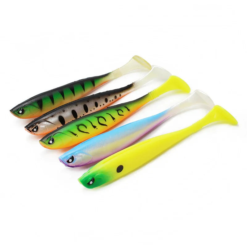 Soft Lure 13cm 10g T Tail Plastic Worm Soft Fish Shad Swimbait Fishing Lure Soft Plastic Lures Iscas Artificial Black Minnow