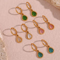 Dreamshow Colorful Water Drop Shape Opal Drop Earring 18K Gold Plated Stainless Steel Natural Stone Earrings