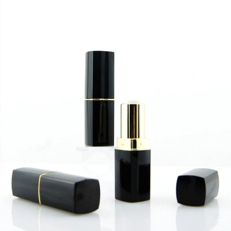 Bulk Wholesale Fancy Square Luxury Black Lipstick Empty Tubes High Quality Screen Printed Lip Balm Container Cosmetic ABS/AS