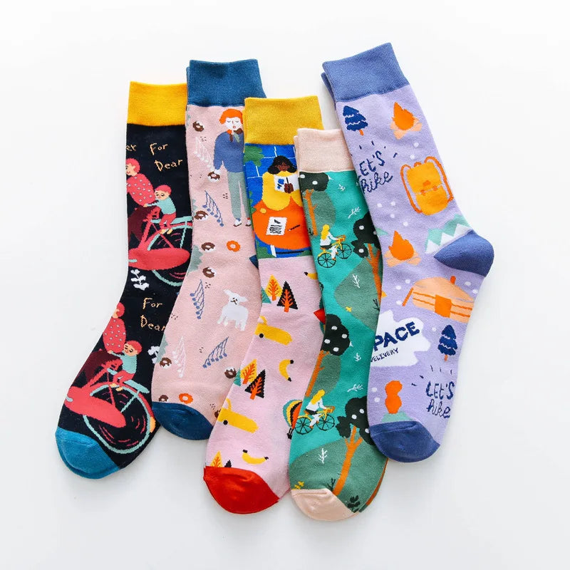 Wholesale Custom Dress Socks Cotton Natural Crew Funny Crazy Colorful Men Women Socks & Hosiery