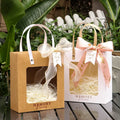 Custom Packaging Kraft Paper Shopping Gift Bag Transparent Clear Window Birthday Holiday Foldable Paper Bag