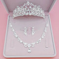 Popular Crystal Bridal Head Jewelry with Box 5 Designs Earrings Necklace and Tiara Sets Bridal Jewelry Set for Wedding