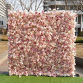 H-FW536  Wholesale Artificial pink Flower Wall Backdrop 8ft X 8ft Roll up Rose Wall Flowers Wall Panel for Wedding Decoration