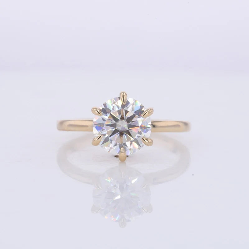 9K Yellow Gold 2ct Moissanite Stone DEF VVS Engagement Ring for Women