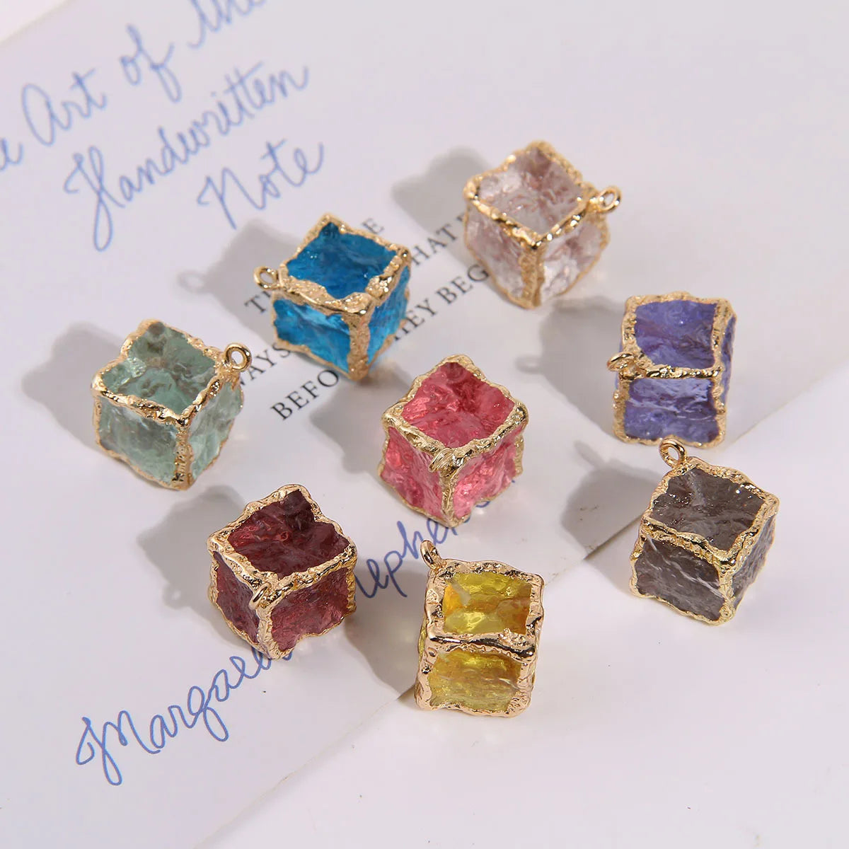 Simple 15mm Convex Texture Irregular Square Charm Colorful Resin Pendant for Necklace Bracelet Earring Craft Jewelry Accessories