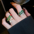 Diamond Leaf & Open Index Finger Ring Personalized Simple Opening Adjustable Zircon Couple Wedding Jewelry Fashion Rings