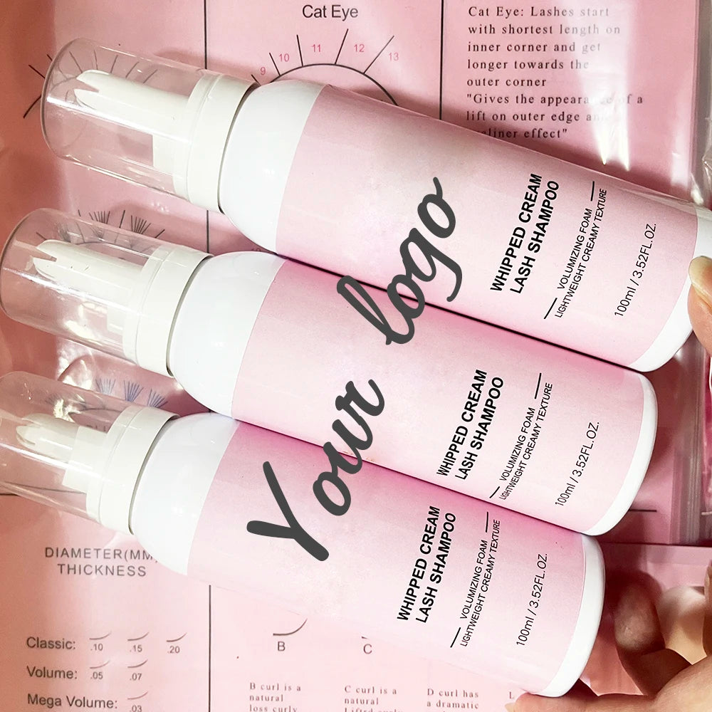 Wholesale Whipped Cream Cleanser Custom Logo 100ml Whipped Cream Lash Shampoo Vegan Eyelash Extension Pink Foam Cleaner Vendor MegaBDM