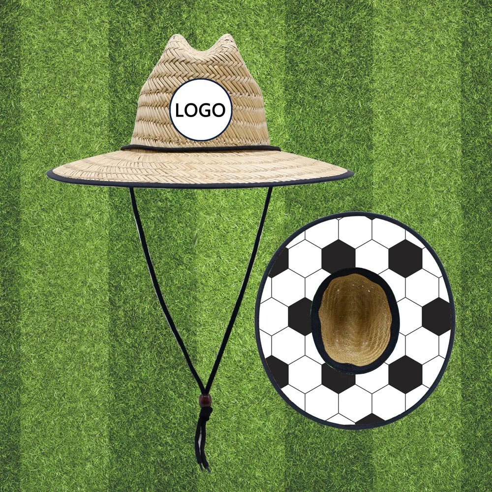 Custom Designed Large Brim Straw Hats Promotional Lifeguard Sun Protection for Outdoor Sports Fans for Football Fishing Travel