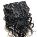 TP High Quality 8 Pcs Set Clip in #1B Body Wave Hair for Women Real Human Hair Extensions