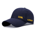 Custom Men's 6 Panel Navy Blue Terry Baseball Hat Embroidered Logo Perforated Laser Cutting Hole Waterproof Sport Cap