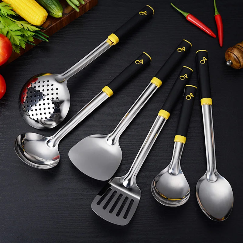 2024 New Stainless Steel Kitchen Utensils Set Slotted Spatula Skimmer Soup Spoon Strainer Metal Cooking Appliance