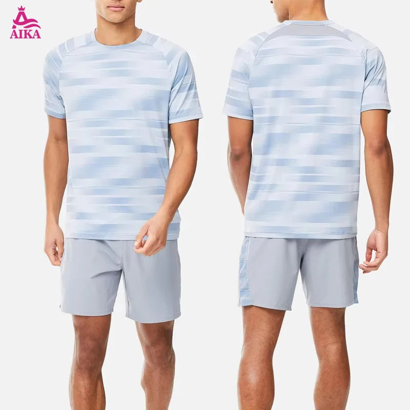 Designed Lightweight Breathable T Shirt With Mesh  Ventilation on the Back Pocket Shorts 2 Pieces Suit for Men